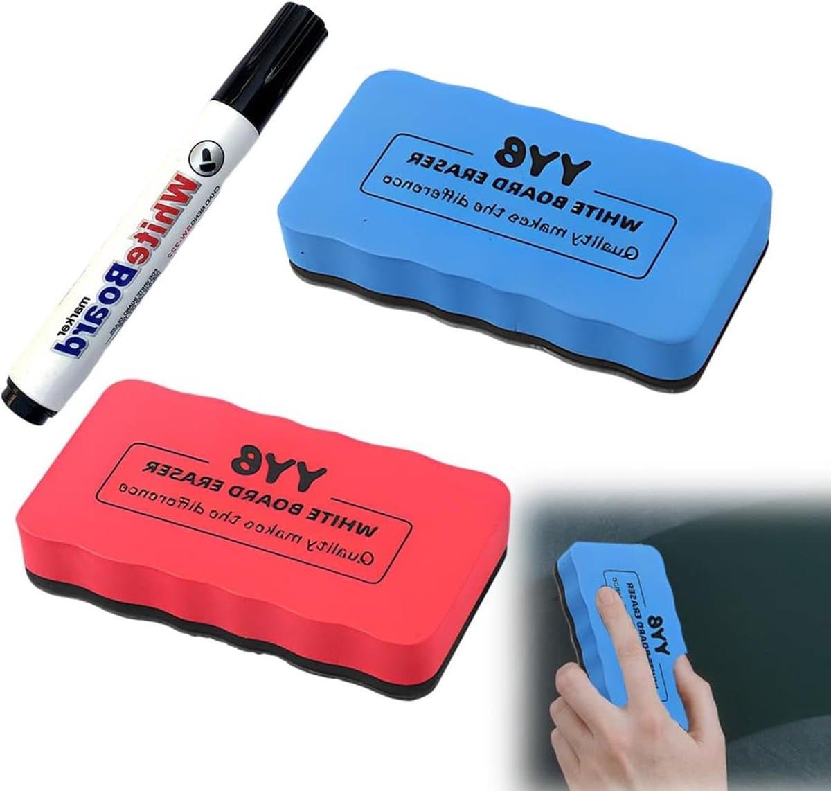 2 stuks Whiteboardwisser - Magnetische Wisser Borstel Sponsreiniger - Voor Droogwisser en Markers .