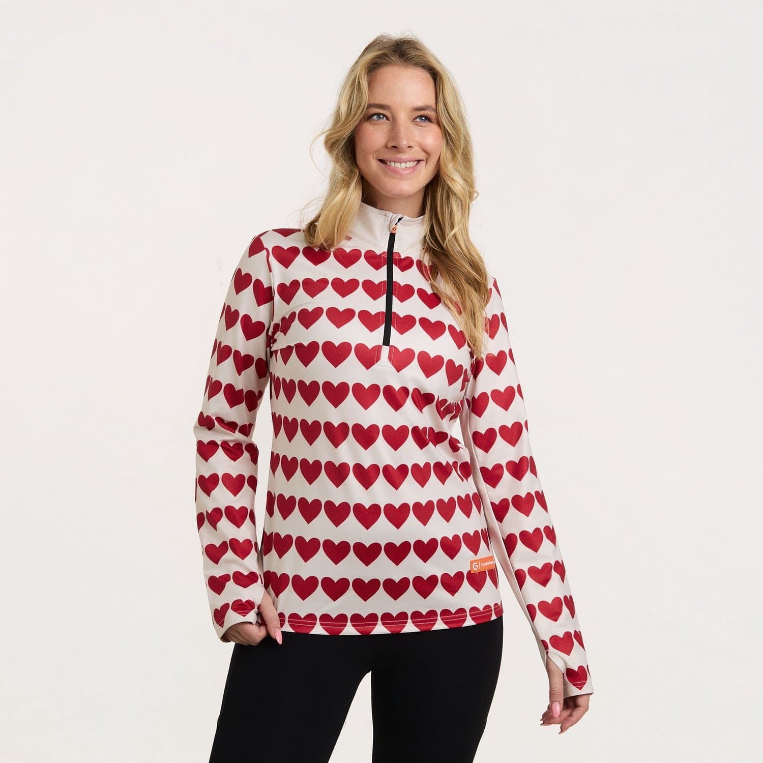 Gareth & Lucas - EVO Skipully Hearts - S - 100% Gerecycled Polyester - Midlayer Sportshirt - Wintersport