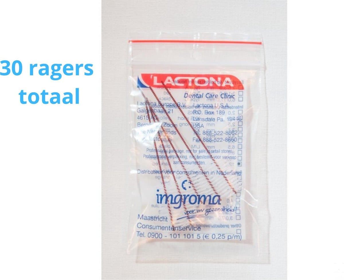 Lactona Interdentaal Ragers - XX-Large 12mm - Donkerrood - 6 gripzak x 5 stuks - Voordeelpakket