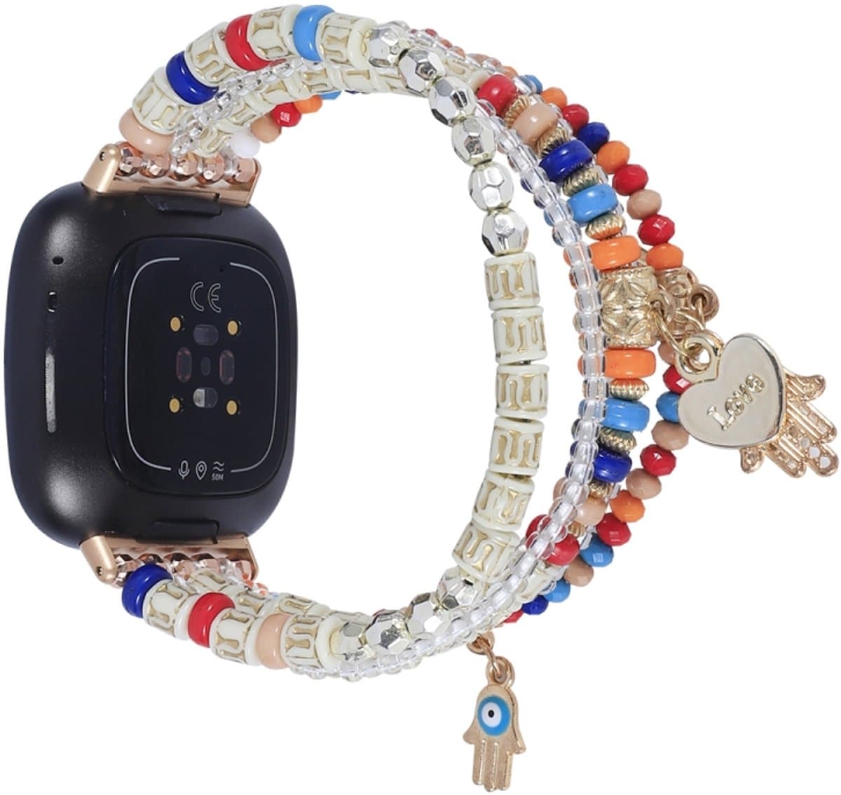 Voor Fitbit Versa 3 / Sense Palm Bead Chain Watch Band (kleurrijk)