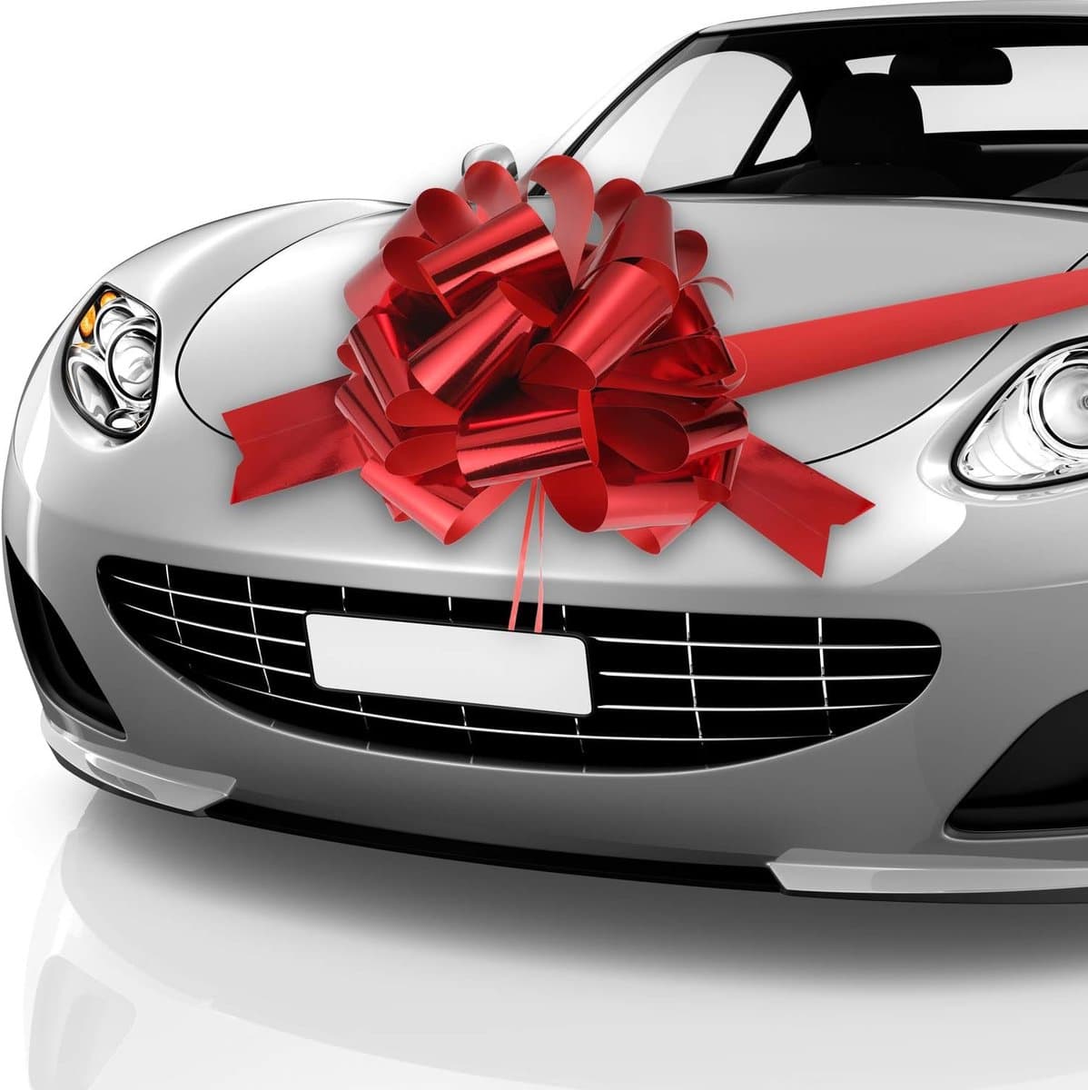 SnelShoppen - Grote Decoratieve Strik voor Auto - Gigantische Strik van 51 cm met 6.1 m Rood Lint - Waterproof en Duurzaam - Perfect voor Cadeaus, Ver