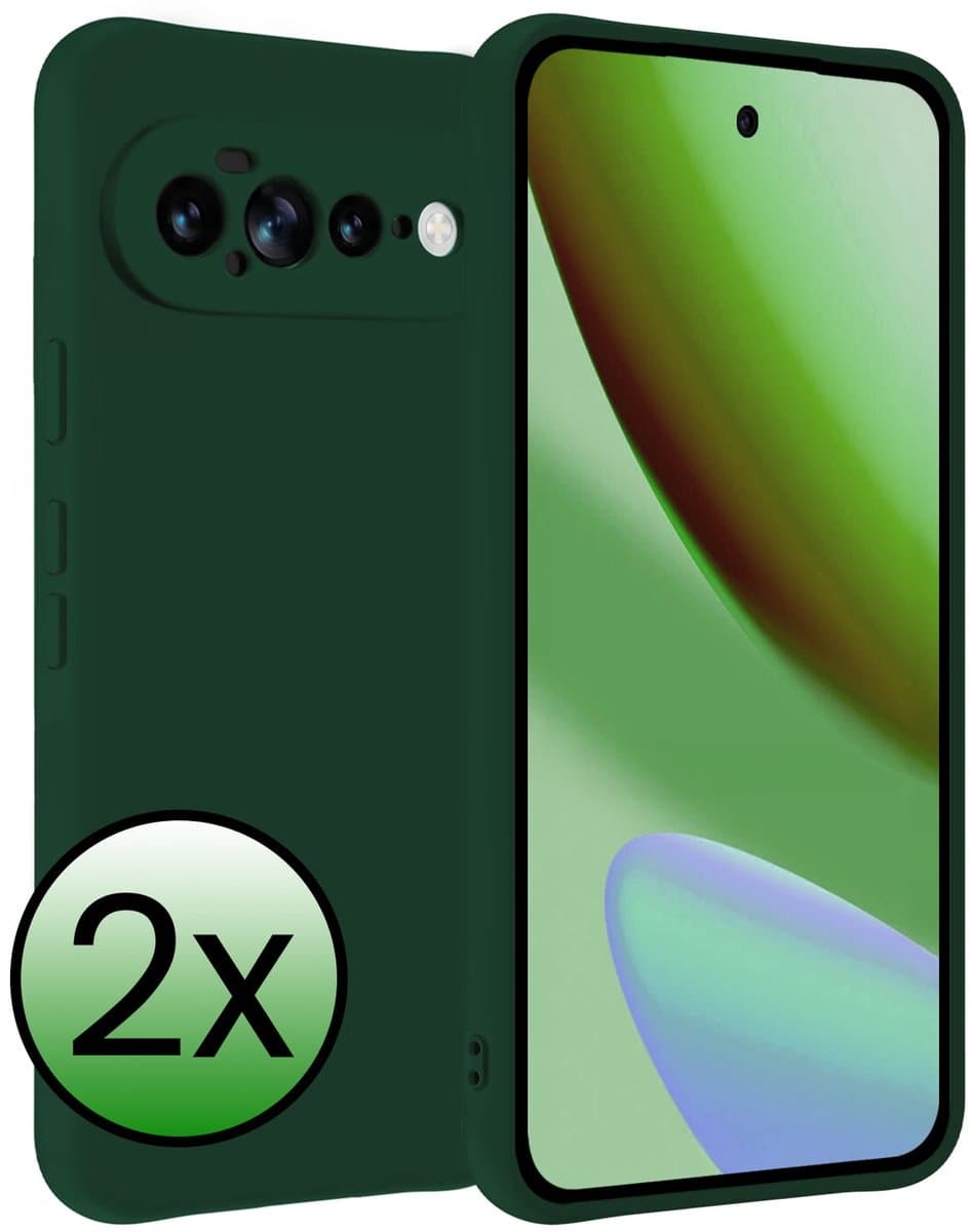 Hoesje 2 Stuks - Geschikt voor Google Pixel 11 Pro XL - Sterk & Shockproof - Case Siliconen - Back Cover - Telefoon Hoes - Donkergroen