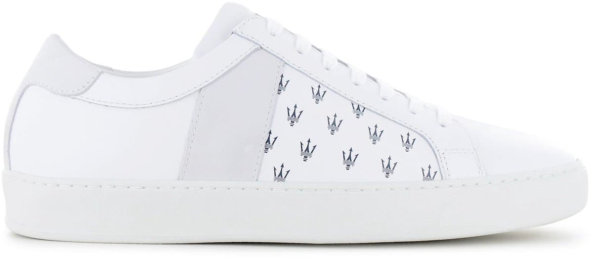 Maserati Trident Leather All Over - Heren Sneakers Schoenen Wit 9200302 , Maat: EU 45