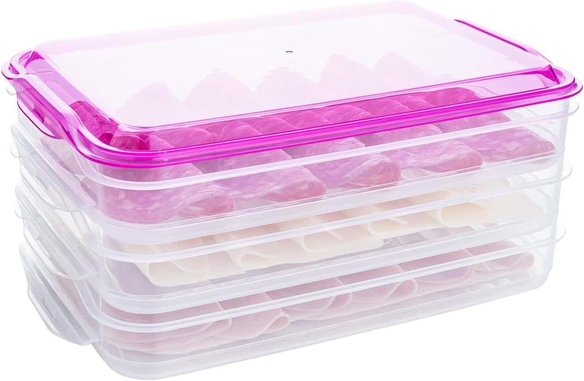 Voedsel Opslagbox - Koelkast Organizer - Verse Producten Bewaren - 3 Vakken Ontwerp - 1 Liter - Willekeurige Kleur