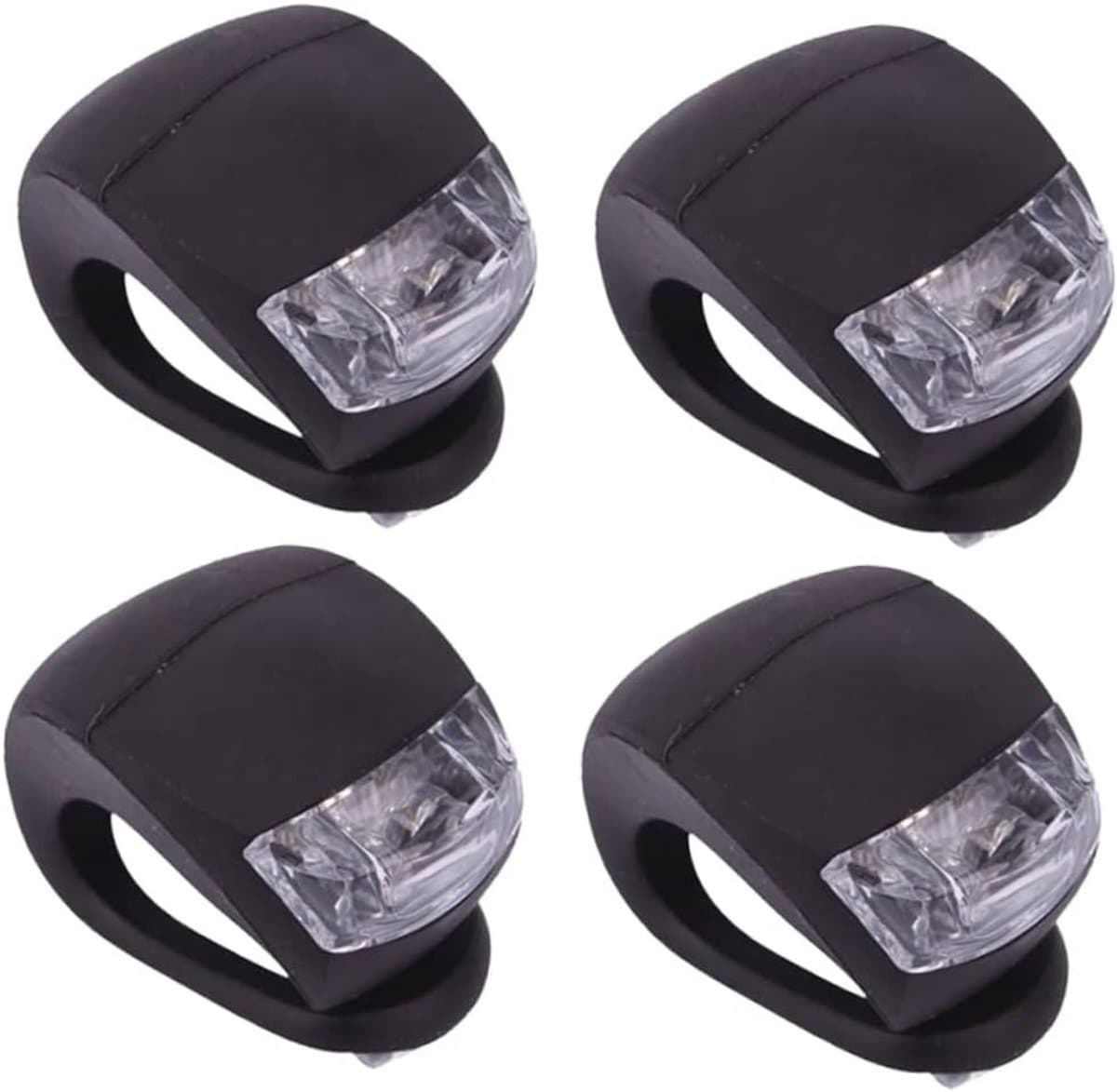 Fietslamp Set - Silicone Verlichting - Veilig Fietsen - Waterdicht Ontwerp - 4 Stuks - Zwart