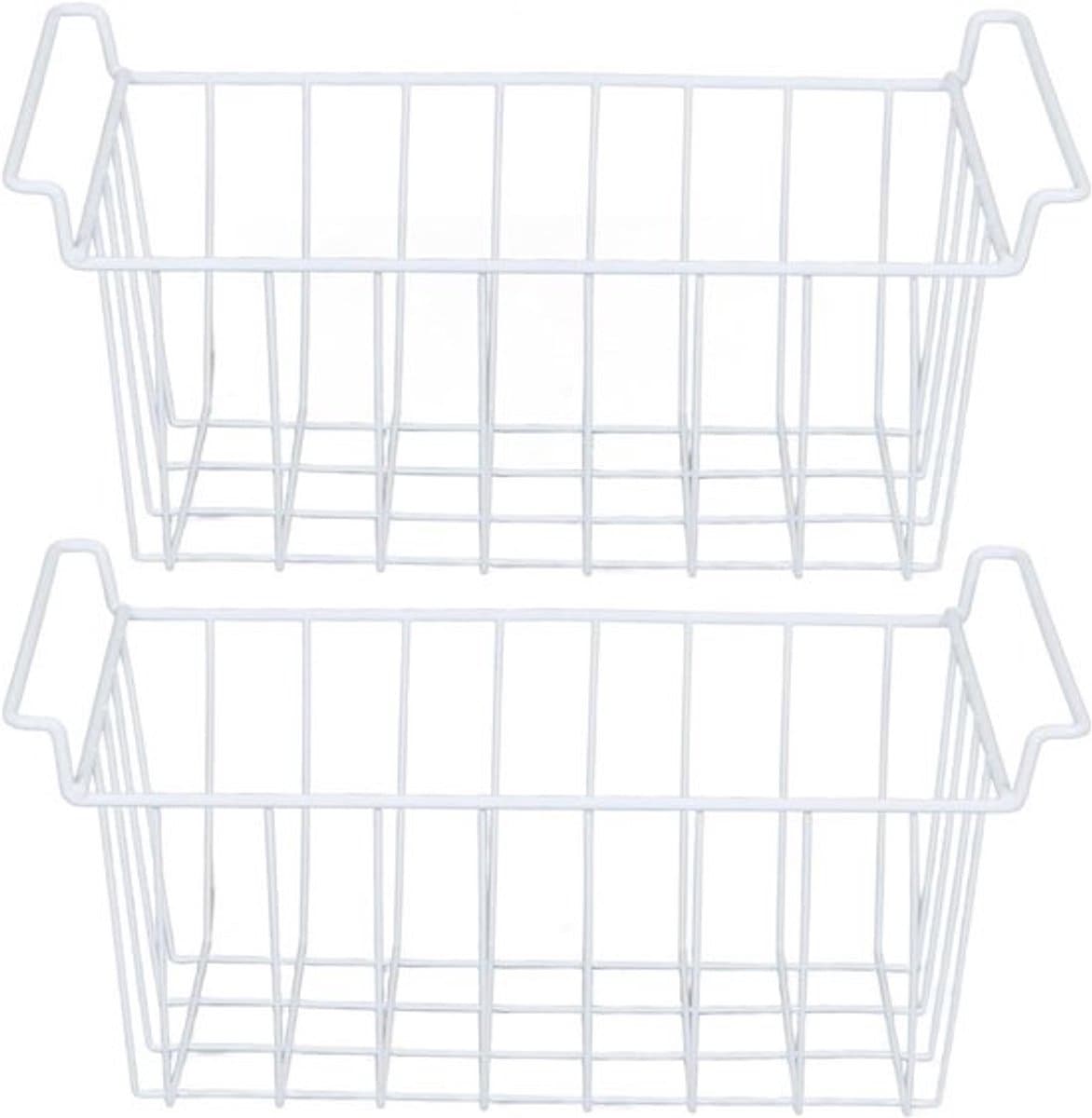 Diepvrieskist manden - Opbergmanden koelkast - Keuken organiseren - Met handvatten - 495 x 245 cm - Zilver