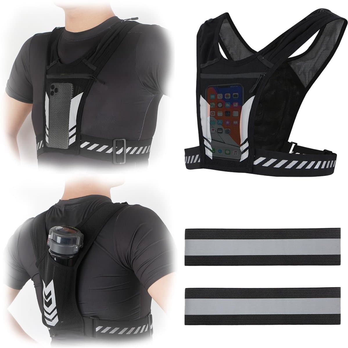 carmdering - Veiligheidsvest - Reflecterend Vest - Sportgilet - Optimale Thermoregulatie - Geïntegreerde Fleshouder - Ademend Polyester - Ergonomisch Flexibel Ontwerp - Veelzijdig Voor Buitenactiviteiten - 1 Stuk