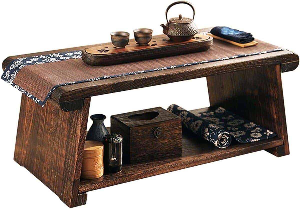 Opvouwbaar Laptopbureau - Mini Tafel - Ontbijt en Werk - Massief Hout - 70x35x28cm - Bruin