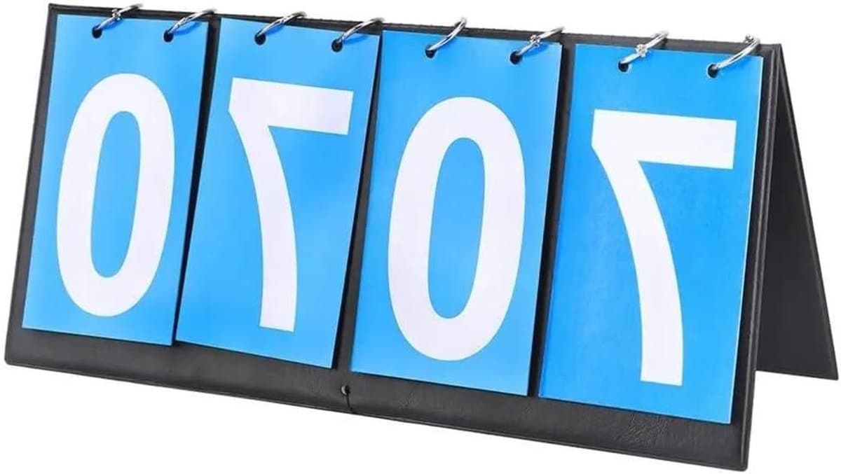 Scorebord Sport - Wedstrijd teller - Wedstrijd bijhouden - Opvouwbaar en waterbestendig - 36 cm lang - Blauw