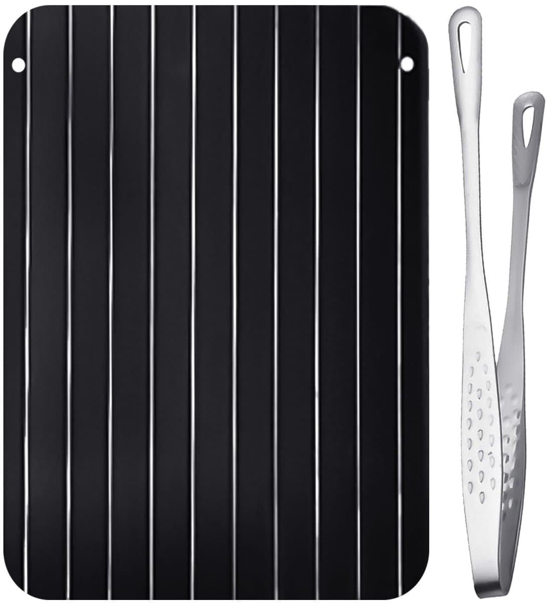 Dailygoods- Ontdooilade Snel - Aluminium - Barbecuetang - 23 x 16,5 cm - 1 stuk - Gezond en milieuvriendelijk - Ontdooitablet