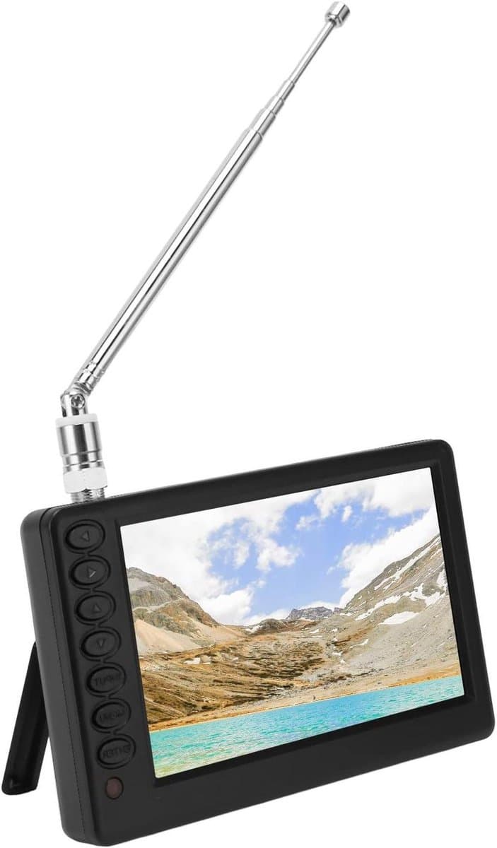 Mini Draagbare TV - Oplaadbaar 1080P Pocket TV met FM-Radiofunctie - 5 Inch Scherm - ISDB T-compatibel - EU-stekker 110-220V