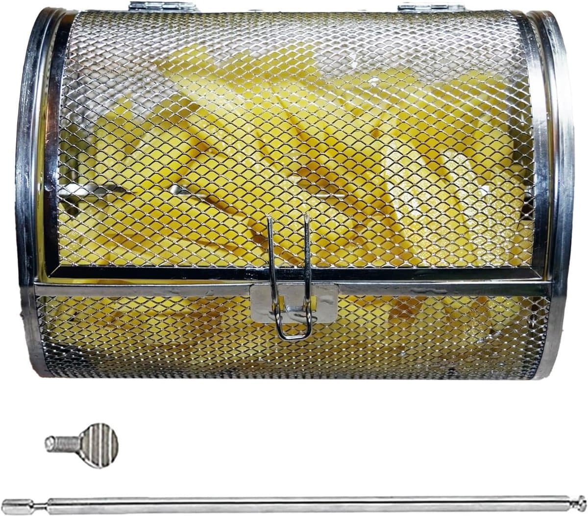 Grillmand Rotisserie - Roterende Koker - Buiten Koken - Cilindrische Mesh Structuur - 14 x 23 cm