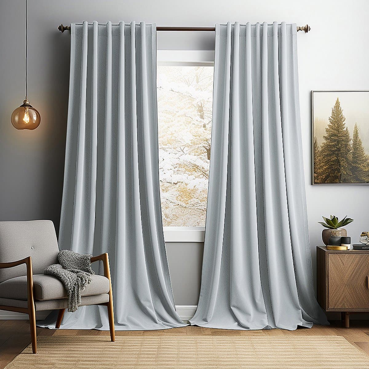Gordijnen Blackout - Gordijnen - Gordijnen Kant en Klaar 2 Stuks - Fluwelen Gordijnen - Warmtewerend Gordijn - Geschikt Voor Woonkamer Slaapkamer - B 132 x H 305cm - Grijs wit