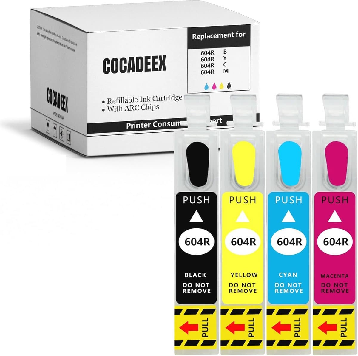 Navulbare 604XL Inktcartridges met Automatische Reset Chips voor XP2200, XP2205, XP3200, XP3205, WF2935, WF2930 en Meer