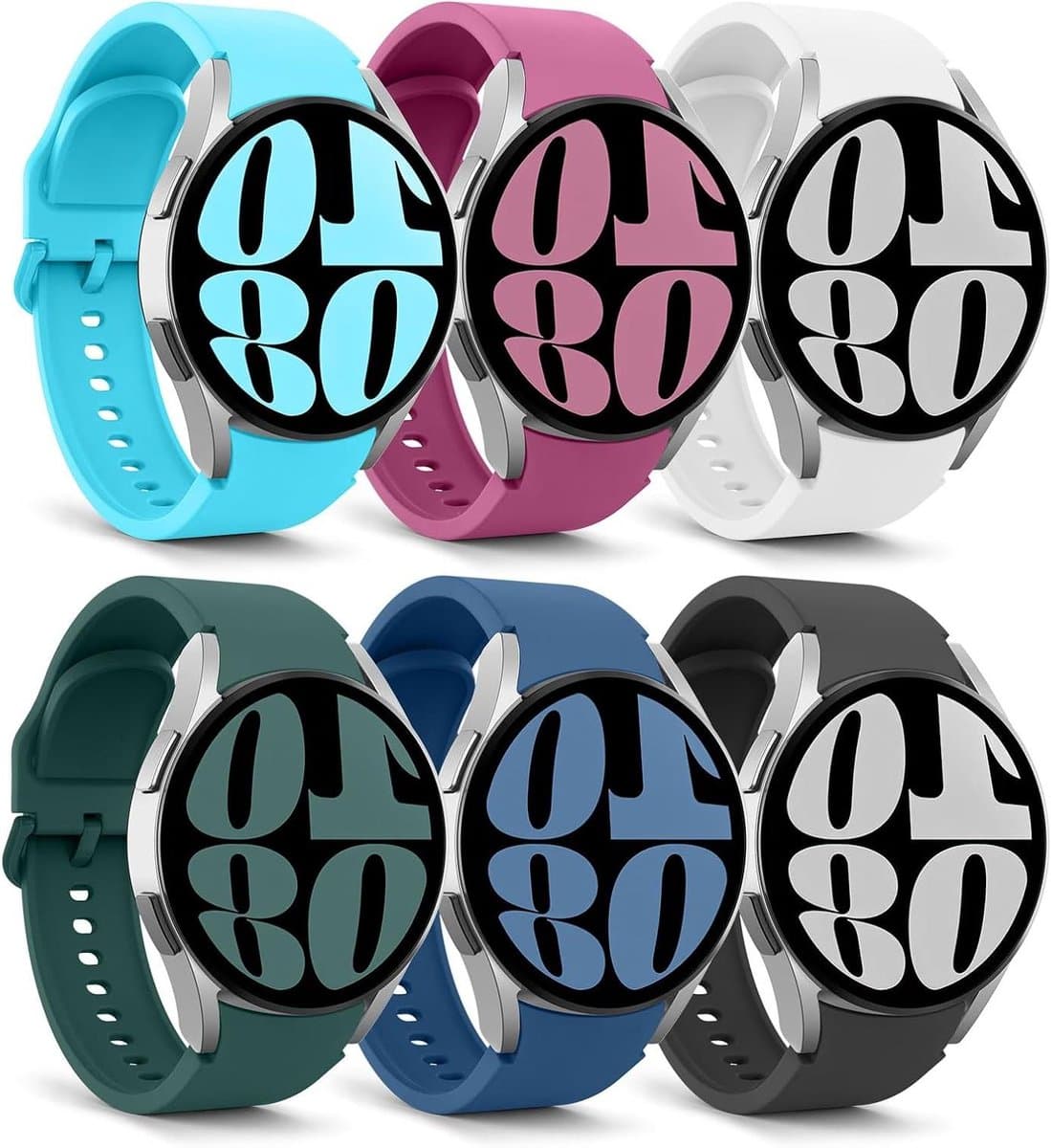 Siliconen armband voor smartwatches - 40 mm, 44 mm, 43 mm, 47 mm, 45 mm, 42 mm, 46 mm - meerkleurig