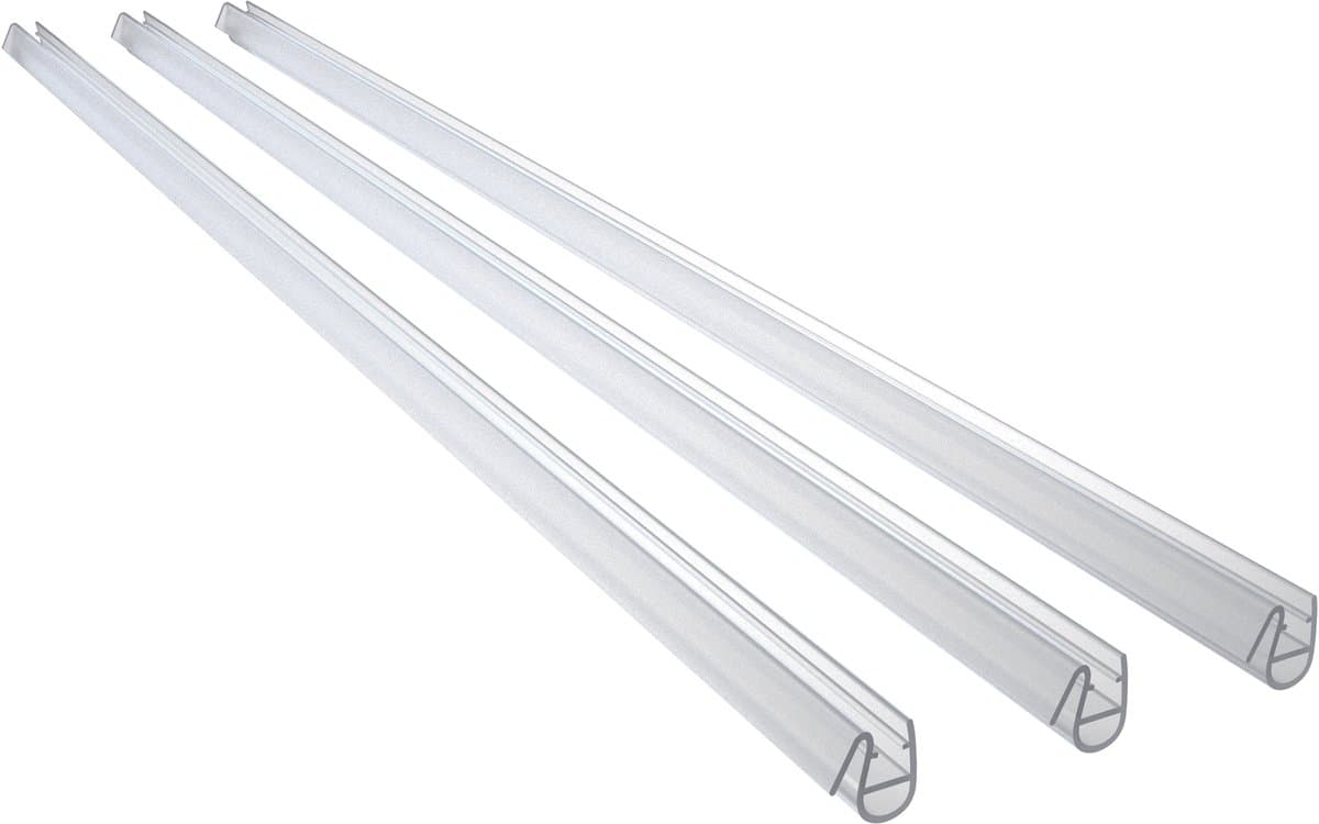 Aica Model 3 Douchestrip Drie strips 90 cm-Geschikt voor 5-6 mm Glas-Transparant PVC-Waterdicht-flexibele vin 12 mm breed-Op Maat te Snijden