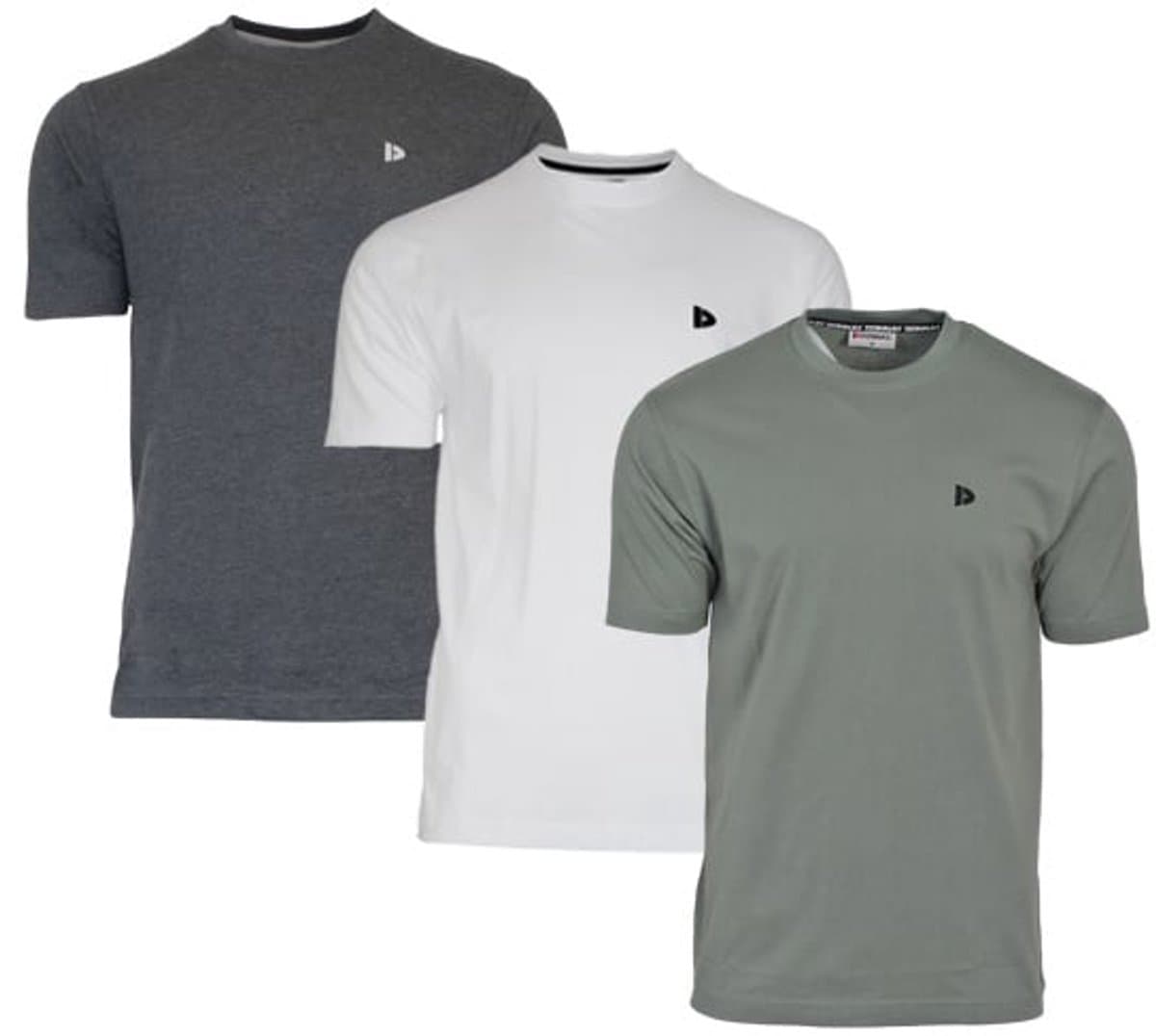 3-Pack Donnay - T-shirt (Vince) - Sportshirt - Heren - Charcoal/White/Jungle green (710) - maat XXL