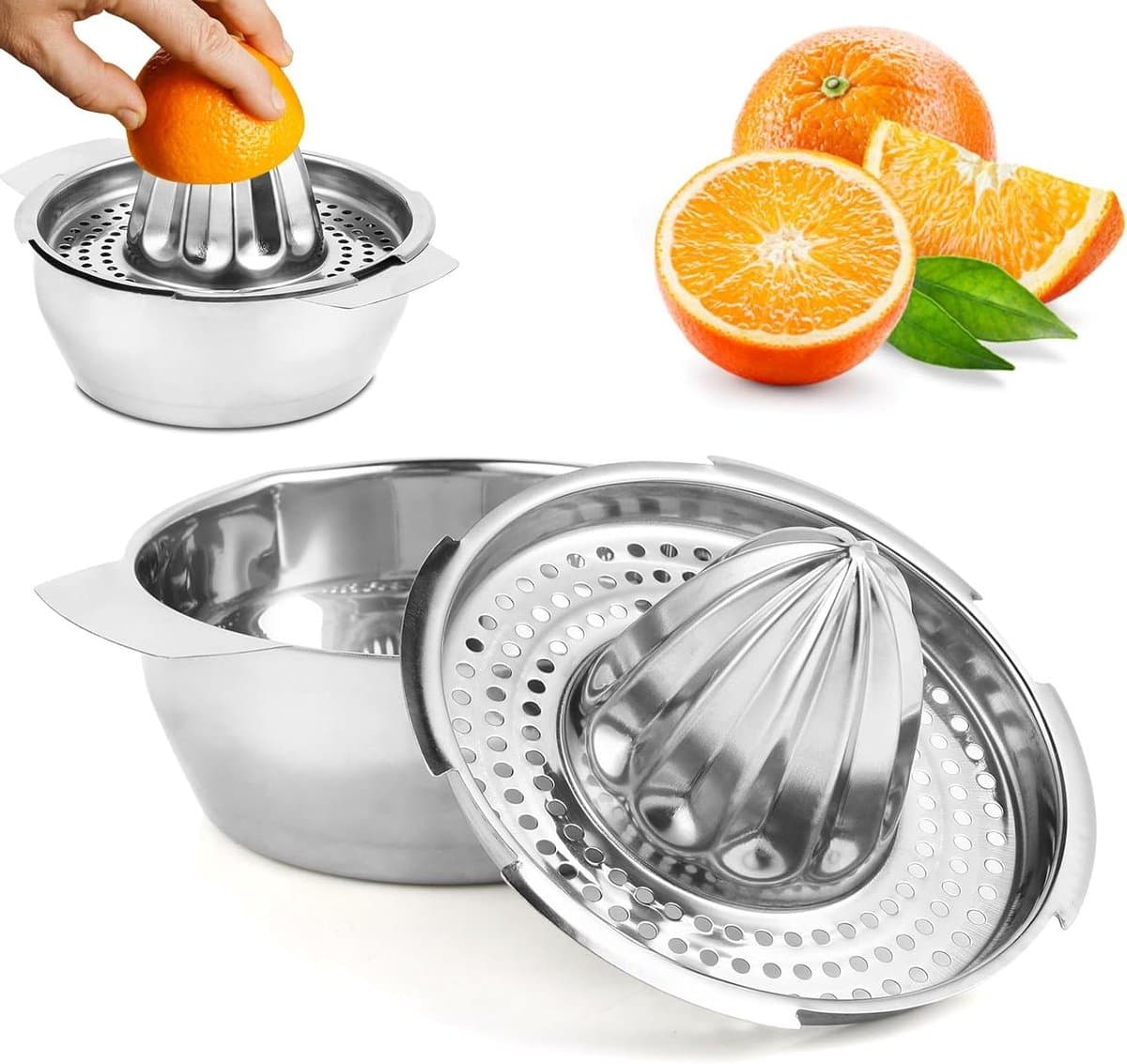 Handmatige citruspers van roestvrij staal - diameter 138 cm - vaatwasmachinebestendig - professionele kwaliteit voor citroenen, grapefruit en sinaasappels.