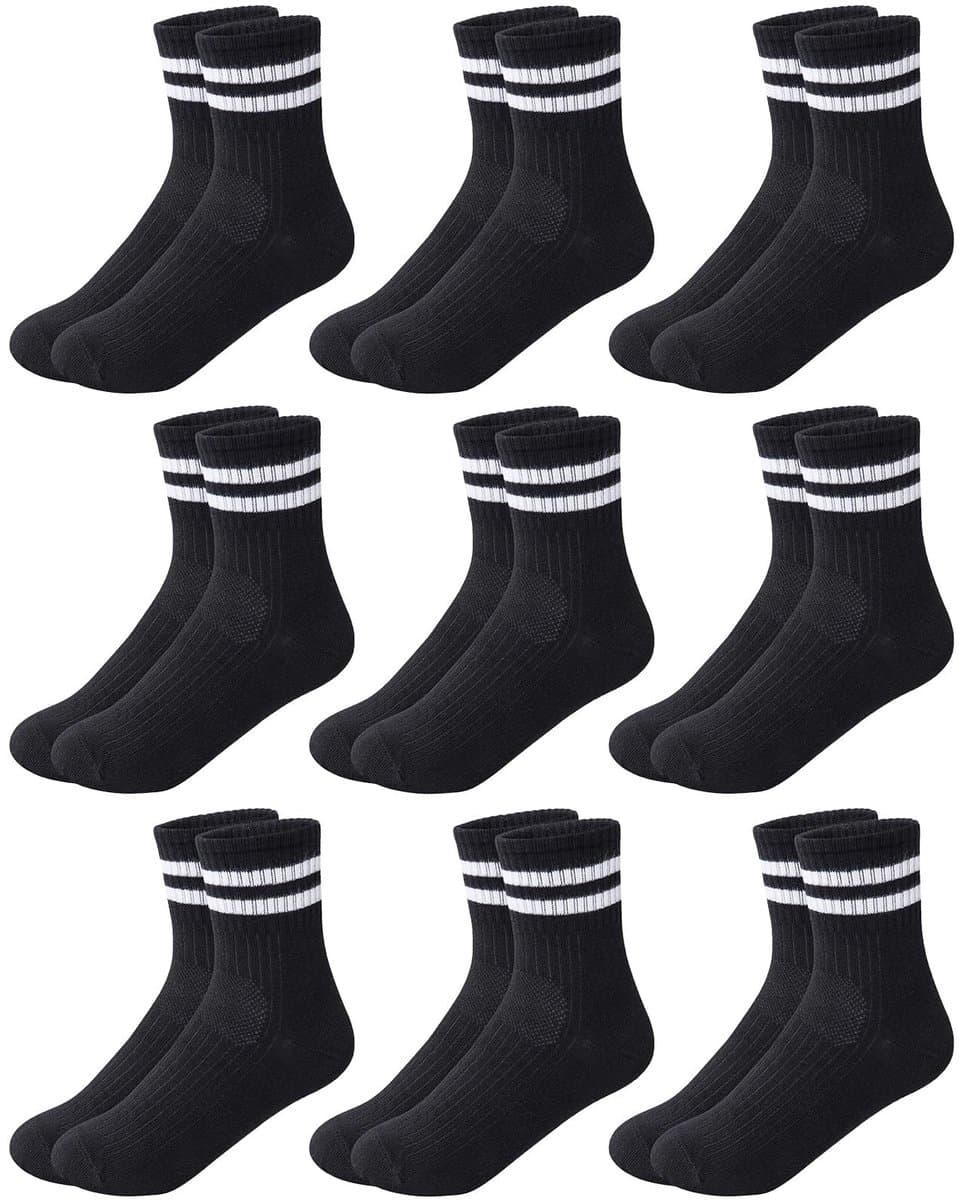 Dailygoods- Jongenssokken - Comfortabele/sportkousen - Katoen/mesh-design - Versterkte tenen/hiel - Duurzaam - Pak van 9 - Sportsokken