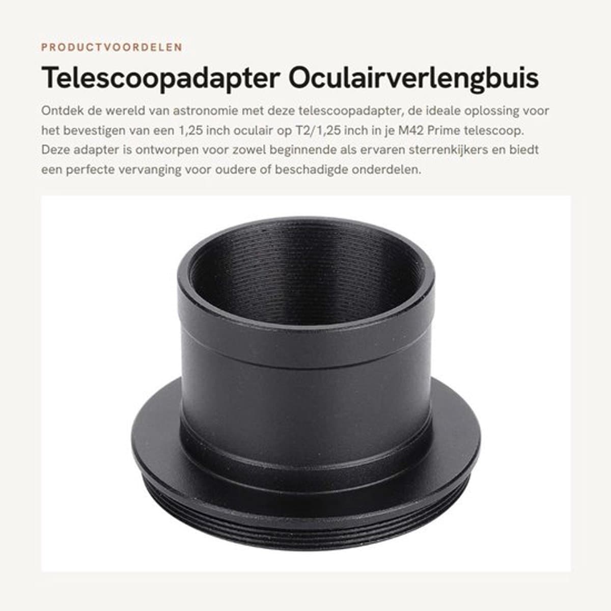 Telescoopadapter - Oculairverlengbuis - Hoogwaardige aluminium - 1,25 inch - M42 Prime telescope - Perfecte vervanging - Geschikt voor te...