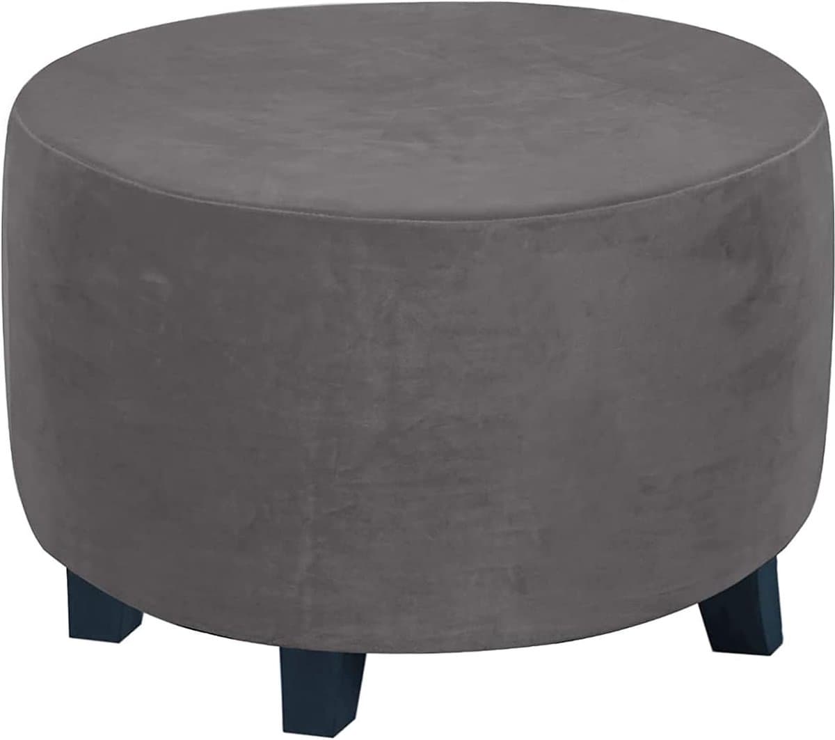 Ronde Poef Hoes - Beschermhoes Voetenbank - Meubels Vernieuwen - Zachte Fluweel Stof - 58-70CM - Geel
