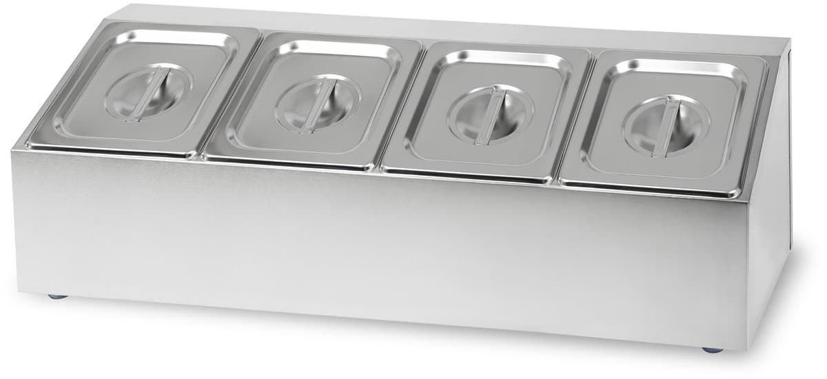 VERTES ingrediëntenbak 4 x 1/6 GN Gastronorm, roestvrij staal, 100 mm diep, hygiënisch, roestvrij, krasbestendig, temperatuurbestendig van -40° tot 300°C, geschikt voor bain-marie en veelzijdig gebruik in de horeca