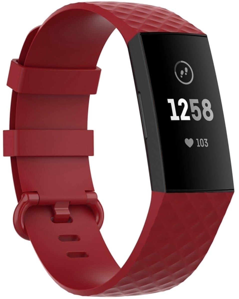 22mm zilverkleurige gesp TPU polsband horlogeband voor Fitbit Charge 4 / Charge 3 / Charge 3 SE (rood)