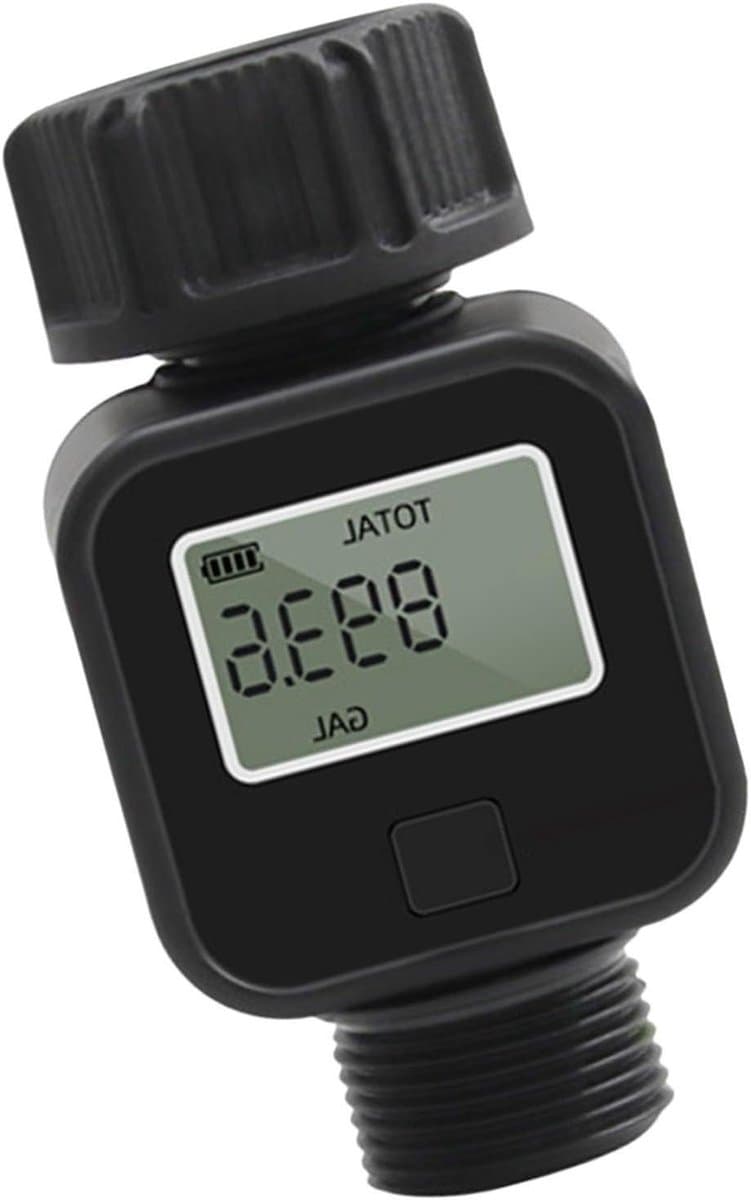 Tuinslang Watermeter - Waterverbruiksmonitor Flowmeter - Waterverbruik Meten - Automatische Waterstop - 3/4 Inch - Zwart