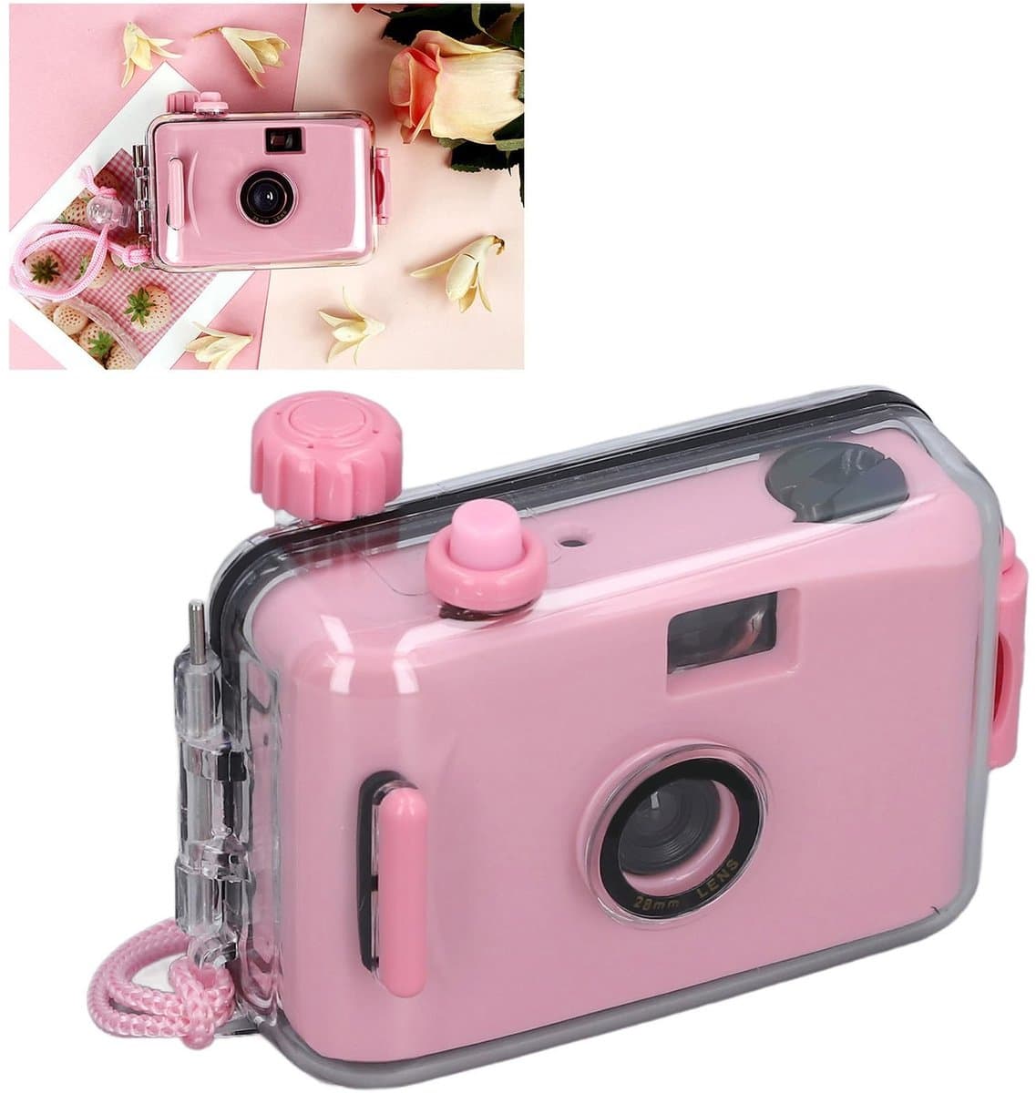 Store_7 - Retro Filmcamera - Herbruikbare Filmcamera - Waterdichte Behuizing - Lichtroze - Perfect voor Verjaardagen - Voor elke gelegenheid