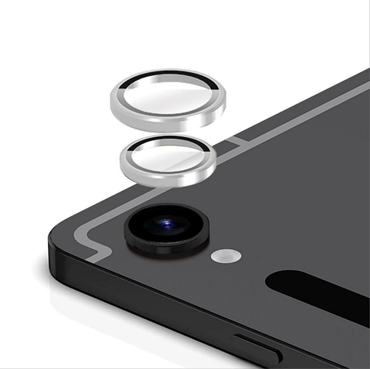 Allecto - Cameralensbeschermer - Volledige bescherming - Zilver - Metaal + gehard glas - 2 stuks - Geschikt voor Samsung Galaxy Tab S9 FE - Zilver