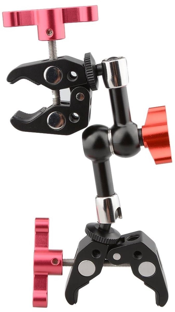Dailygoody - Scharnierende Magische Arm - Flexibele Montageoplossing - Rood T-handvat - Perfect voor Camera's - Inclusief 2 Klemmen - Geschikt vo