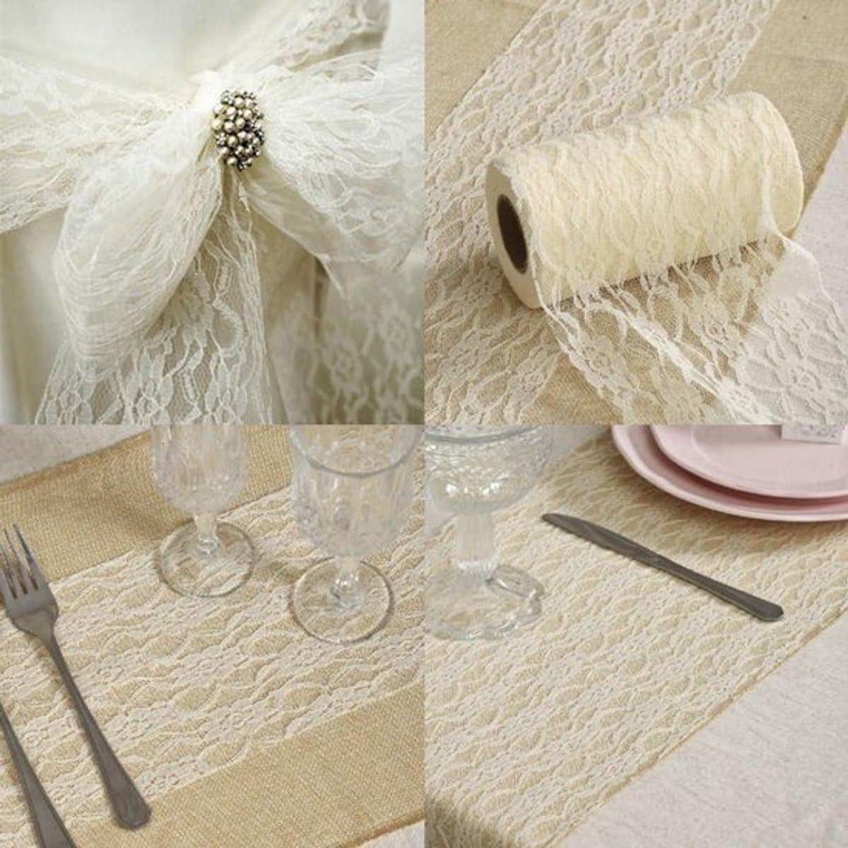 - Kanten tafelloper - Tafelband - Tafelkleed - Keuken - Eettafel - Decoratie - Tafeldecoratie - Bruiloft - Verjaardag - Communie - Kerstmis - Herfst - Bruid en baby - Douche - Tabletop - Blauw - 15 cm x 22 m