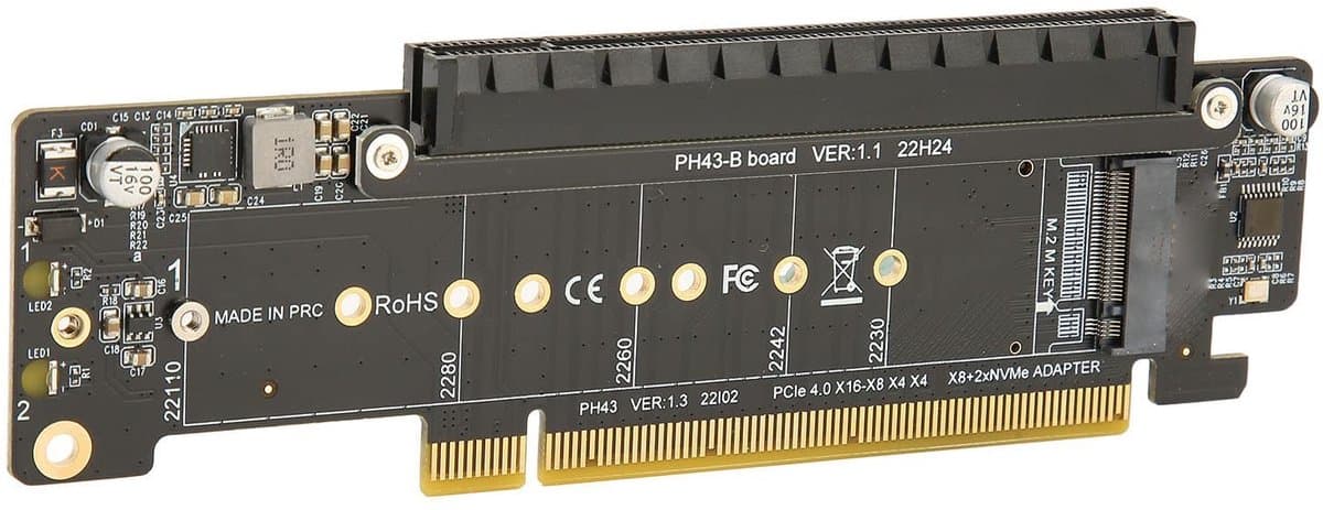 Dailygoody - Pcie X16-Uitbreidingskaart - M.2 NVMe-controller - Sterk en duurzaam - 6 Poorten - Compatibel met PCIe 4.0 en 3.0 - Geschikt voor PC's - ..