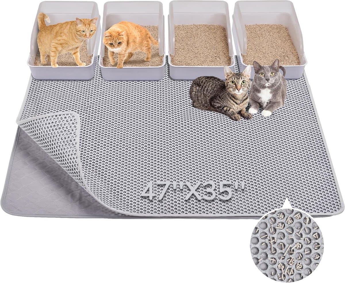 Extra Grote Kattenbakmat met Dubbele Laag voor Minder Strooisel, Urinebestendig en Antislip