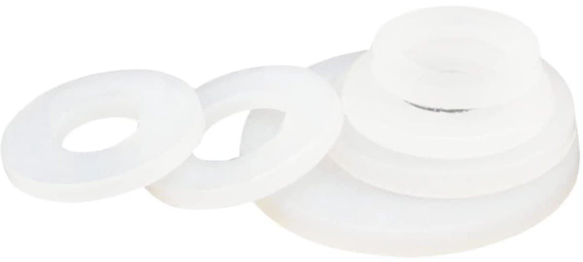 Allecto - Witte Nylon Platte Pakking - Plastic Wasringen - Hoge Temperatuur Weerstand - ID 8mm - Isolerende Wasmachine Ringen - Geschikt voor Diver...