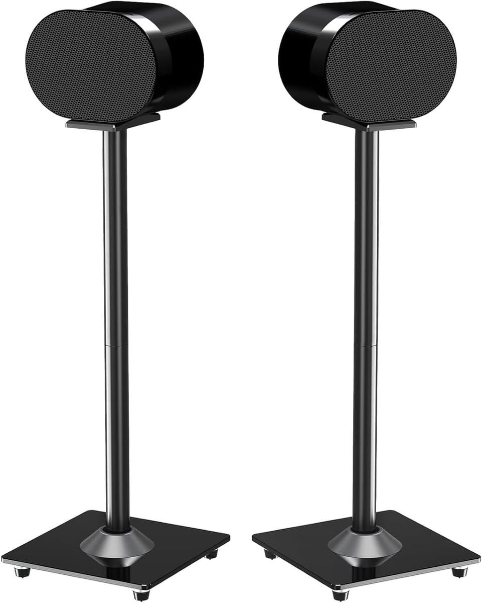 Speakerstands voor Sonos Era 300 - Vloerstands met glazen basis, 81 cm hoog, max. 5 kg, zwart, 1 paar - Perfect voor audio en interieurdecoratie