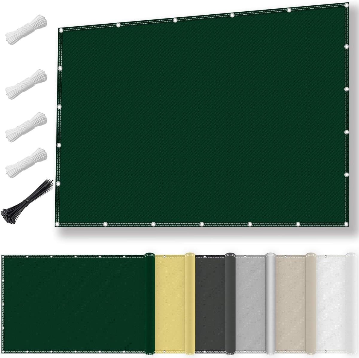 Zonnezeil, waterdicht, rechthoekig, 2 x 2 m, zonwering, terras, uv-bescherming, weerbestendig, zonder boren, 100% polyester, schaduwnet met inslagringen en touw, voor pergola, groen