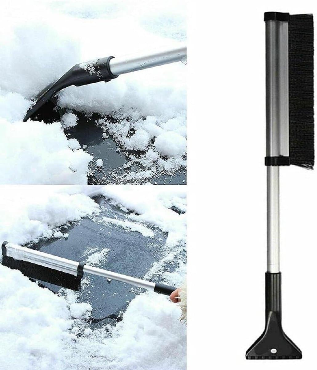 Auto Sneeuwborstel - Ijskrabber - Auto Reinigen - Uitschuifbaar Handvat - 60 cm - Zwart