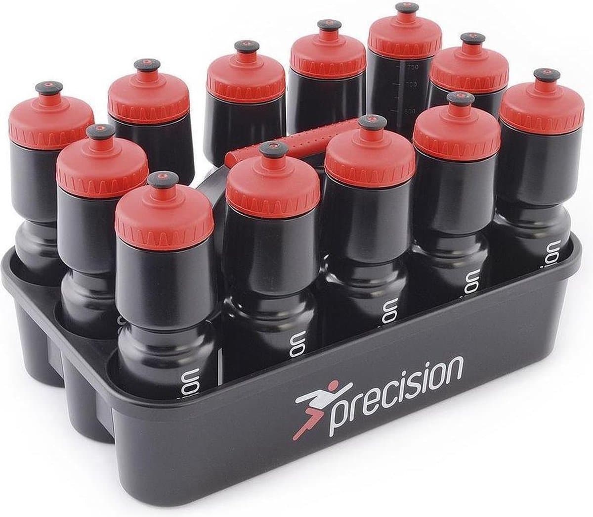 Precision bidonkrat sport 12 waterflessen - kunststof - zwart.