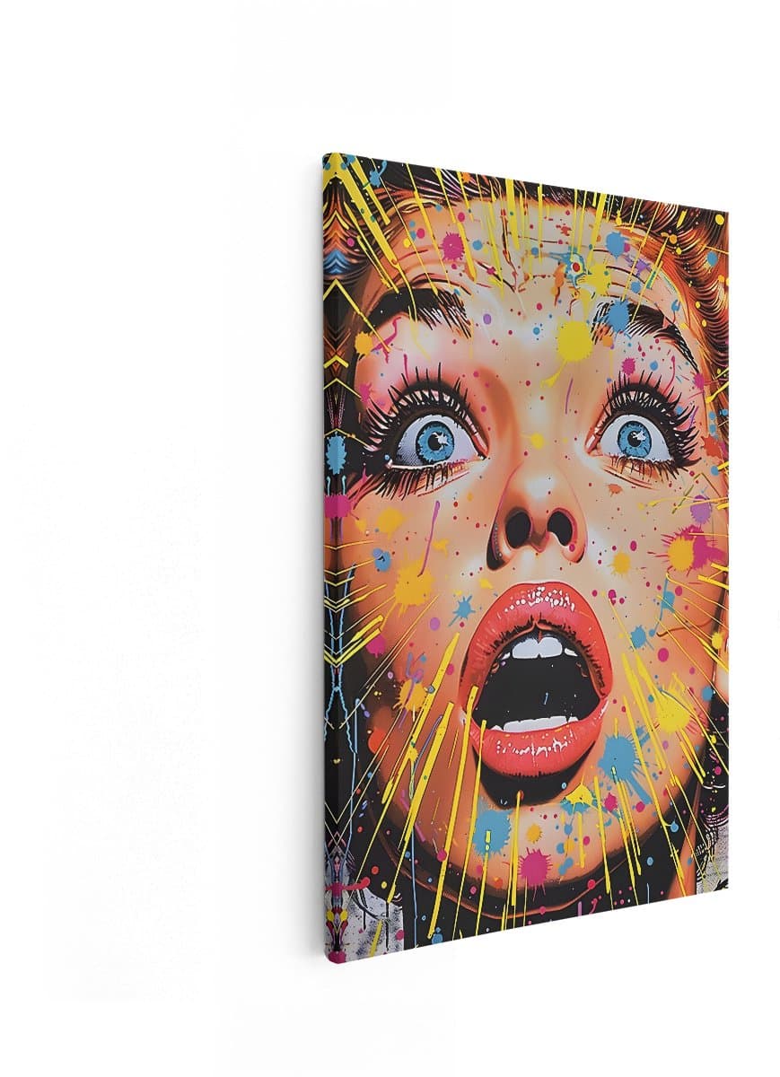 Artaza Canvas Schilderij Vrouw - 60x90 cm - Pop Art Wanddecoratie - Muurdecoratie Abstract - Kleurrijke Schilderijen Op Canvas