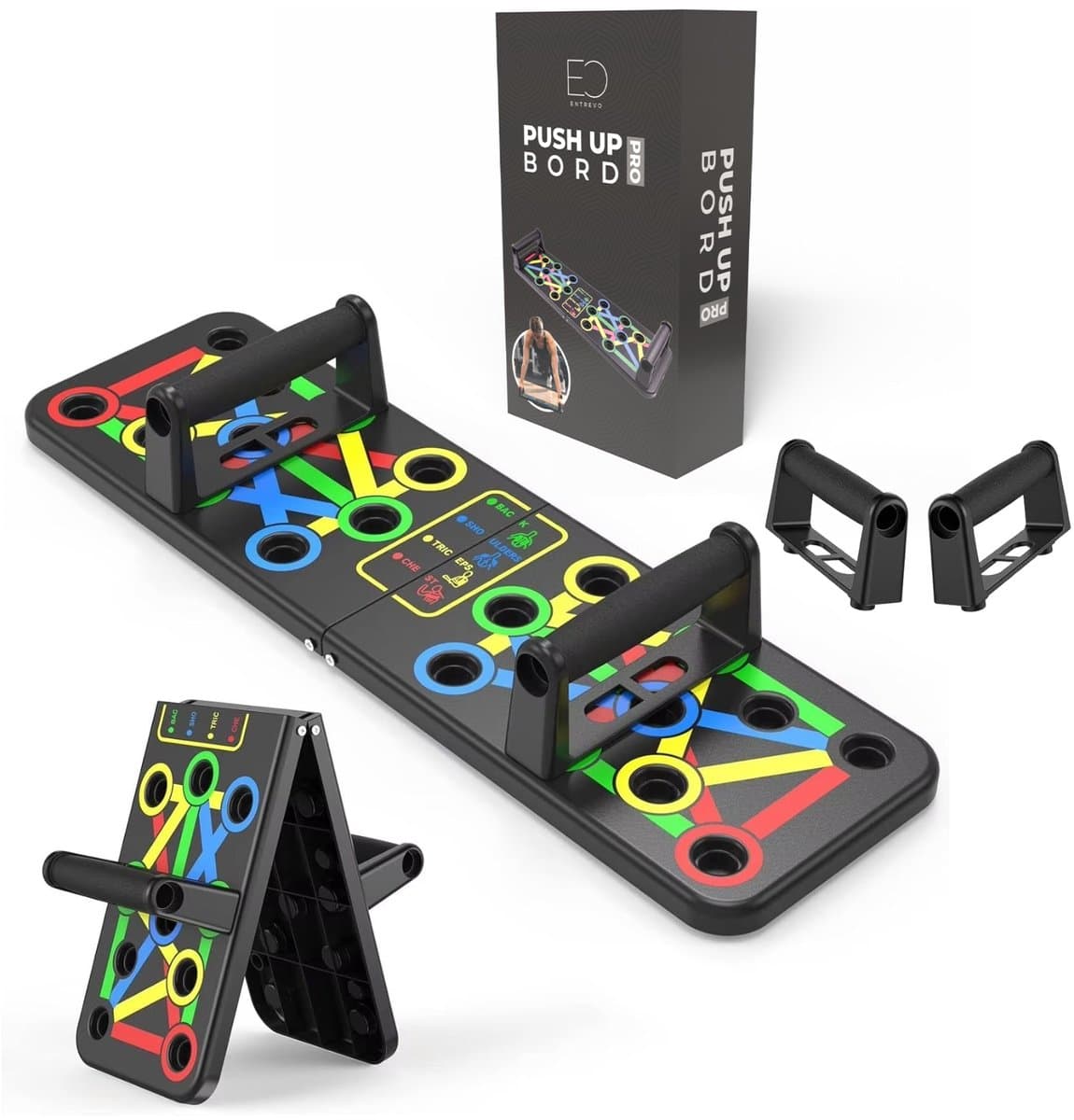 14-in-1 Push Up Bord – Fitness Plank voor Thuis Sporten – Opdruk Trainingsbord met Grips/Bars – Parallettes Board – Home Workout Elastiek