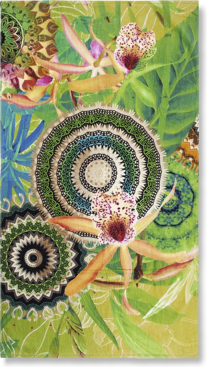 HIP Strandlaken "mandala's, bladeren en bloemen" - Multi - (100x180 cm) - Katoen velour