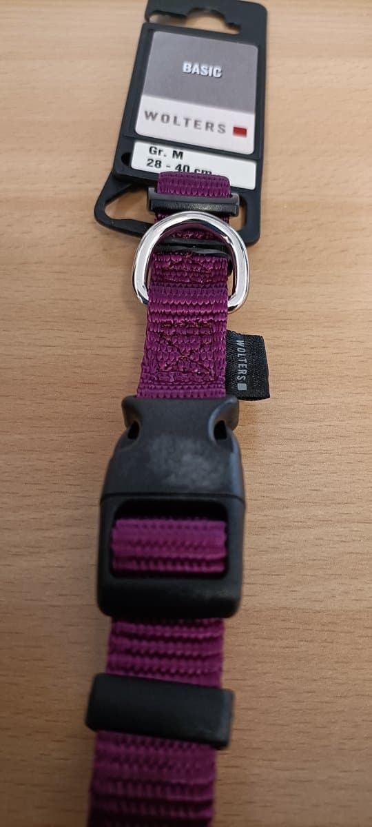 Wolters halsband Basic maat M 28 - 40cm groot kleur braam