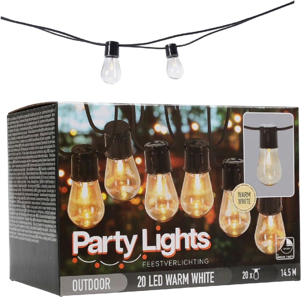 Overige Merken Lichtsnoer 20 Leds Met Timer Warm Wit