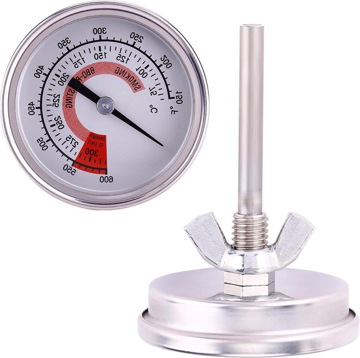 Roestvrijstalen Grillthermometer Monitortemperatuur Met Bereik Van 75 ℃ - 300 ℃ Voor Buitenbarbecue Kamperen