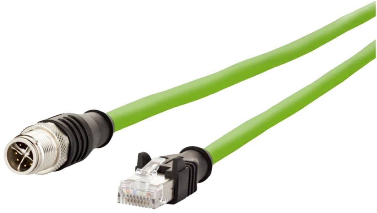 Metz Connect 142M2X15050 M12 Netwerkkabel, patchkabel CAT 6A S/FTP 5.00 m Groen PUR-mantel, Zuurbestendig, Ozonbestendi