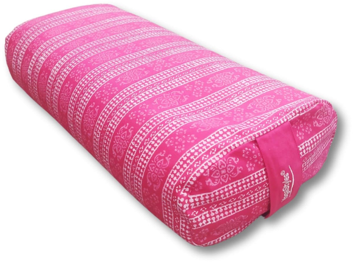 Om Namaste Design Yogabolster Ovale Bolster voor Yoga - Ovaal Design - Roze & Wit