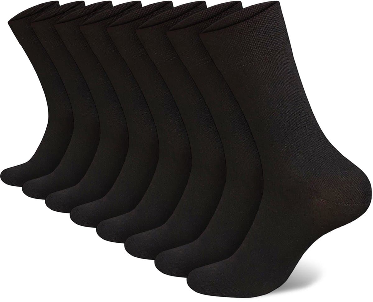 Calzera Premium Bamboo Sokken - Bamboe Sokken - Multipack 8 Paar - Duurzaam - Superzacht, Ademend & Naadloos - Ultiem Comfort - Dames & Heren - Zwart - Maat 39-42