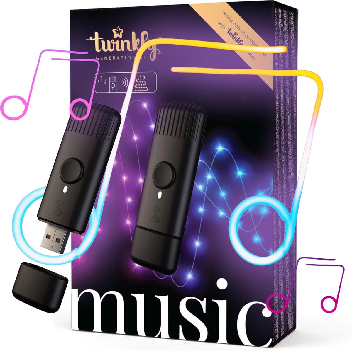 Twinkly Music – Bluetooth en Wi-Fi USB-geluidssensor voor Twinkly Smart LED-lampjes om te Synchroniseren met Muziek