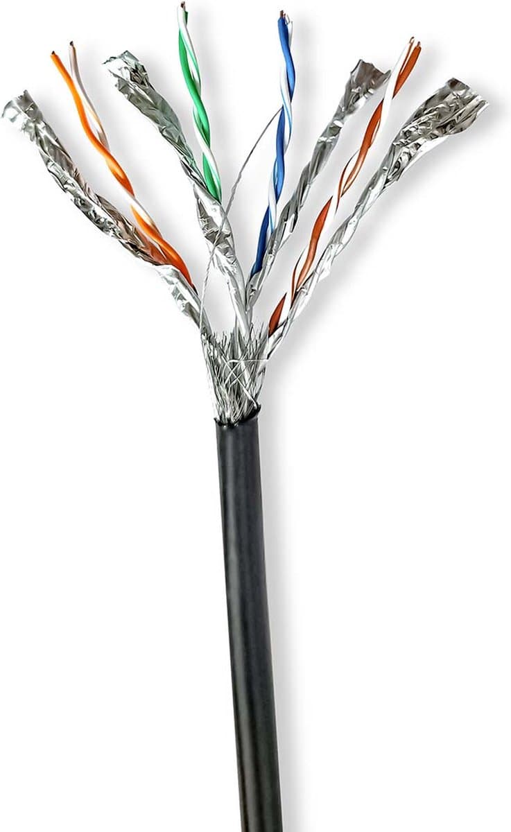 Nedis Netwerk Kabel Rol - CAT7 - Solid - S/FTP - Koper - 100.0 m - Buitenshuis - Rond - PE - Zwart - Trekdoos